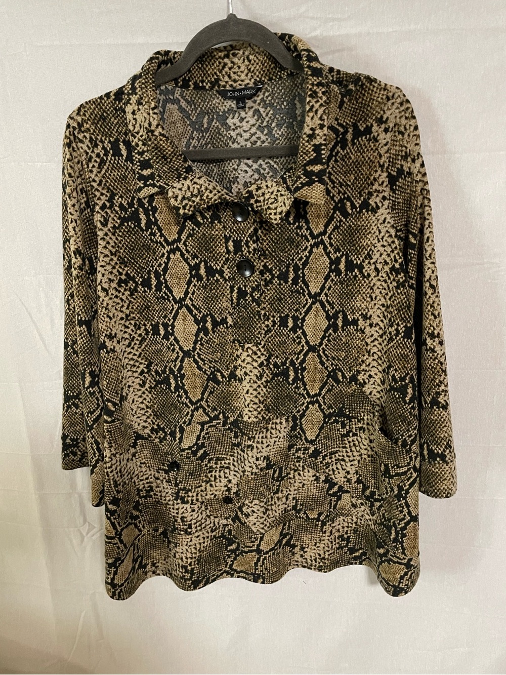 John Mark Tan and Black Snake-Print Pullover Tunic
